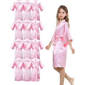 12Pcs Girls Silky Robes Kimono Birthday Kids Spa Party Wedding Bridal Party Flower Girl Robe