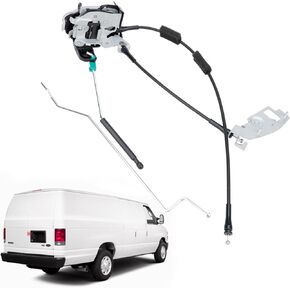 Rear Door Lock Latch Cable & Rod - Right Side - Fit for 1992-2019 Ford E150 E250 E350 Econoline Van, Back Cargo Door Latch Cables Kit Replaces# 8C2Z-15431A02-C AC2Z-15431A02-A 6C2Z-15431A02-AA