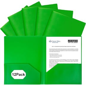 6-Pack Plastic Folders with Pockets,2-Pocket Poly Folders Holds 8-1/2" x 11" Paper for School/Office/Home, Assorted