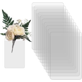 10pcs Pocket Boutonniere Plastic Sleeve, No-Lapel Pin Wrist Corsage Supplies Card Plastic Pouch Holder Soft Clear Buttonholes Snap Bands Holder for Wedding Prom Homecoming(Flowers Not Included)