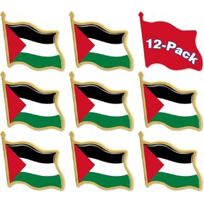 12/24/50/100Pcs-Metal Palestine Flag Lapel Pins Waving Palestinian Badge Pins Bulk International Travel Patriotic Souvenir
