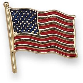 JewelryWeb - 14k Yellow or White Gold Red Blue Enamel American Flag Lapel Pin - Patriotic Flag Tie Pin for Men - Gifts for Dad Grandpa - Made in the USA