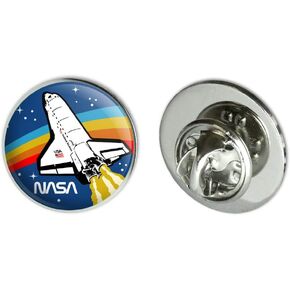NASA Logo Over Space Shuttle with Rainbow Metal 0.75" Lapel Hat Pin Tie Tack Pinback