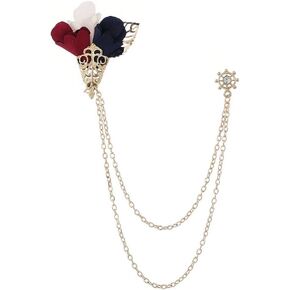 1 Pack Vintage Men's Suit Pin Badge with Hanging Chains Brooch,Collar Lapel Pin for Men Shirt Suit Tuxedo Tie Hat Scarf,Coat Stud Brooch Pin Clips Accessories