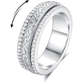 925 Sterling Silver Spinner Rings Fidget Band Rings Celtic Knot Anxiety Rings for Women Men