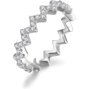 STARCHENIE Stackable Ring for Women 925 Sterling Silver Wave Eternity Band Rings for Women Size 5-10