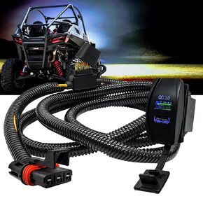 6ft. Power Bus Bar Plug Harness Dual USB Port Fast Charge QC 3.0 USB-C PD Compatible with 2019-2024 Polaris RZR Trail S 900/1000 Xpedition XP ADV Ultimate Northstar Premium
