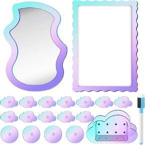 22 Pcs Locker Accessories Kit Back to School Essential Coquette Pink Bow Boho Iridescent Holographic Retro Groovy 70s Magnetic Whiteboard Mirror Marker Magnets Pen Holder Locker Organizer (Pink Bow)
