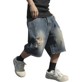 Verdusa Men's Baggy Bermuda Denim Shorts Streetwear Jean Short with Pockets