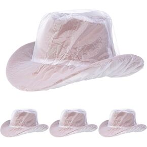 4pcs Cowboy Hat Rain Covers Plastic Hat Waterproof Cover Cowboy Hat Covers for Dust Unisex Travel Hat Storage Cover