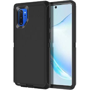 I-HONVA for Galaxy Note 10 Plus Case Shockproof Dust/Drop Proof 3-Layer Full Body Protection [Without Screen Protector] Heavy Duty Cover Case for Samsung Galaxy Note 10 Plus, Black