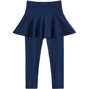 WDIRARA Girl's Elastic Waist Ruffle Trim 2 in 1 Skinny Long Pants