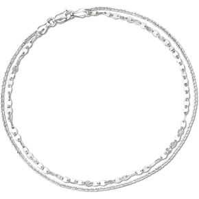 Ross-Simons Italian Sterling Silver Dual-Chain Draped Anklet. 10 inches