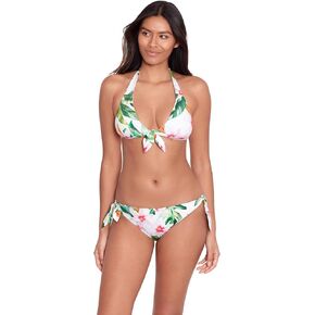 Lauren Ralph Lauren Women's Watercolor Tropical Floral Tie Front Halter Bikini Top
