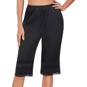 MANCYFIT Pettipants for Under Dresses Womens Bloomers Satin Culottes Slips 27" Snip-it Lace Half Slip Shorts