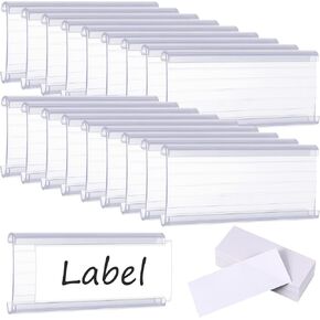 120 PCS Shelf Clips, Shelf Dividers, Plastic Label Holders, Label Holders with 120 Labels, Suitable for Warehouse Shelves Or Shopping Mall Shelves, Compatible with 1-1/4 Inch Shelves
