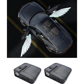 2Pcs Car Door Lights Projector, Dynamic Angel Wing Wireless LED Car Door Puddle Lights, Paste Holeless Welcome Light for Batman & Mustang & All Car Accessories (Angel Wing)