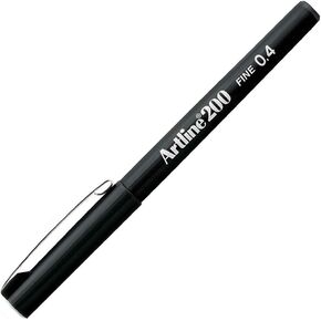 Artline 200 Fineliner Pen Water-based Ink 0.4mm Tip 0.4mm Line Black Ref A2001 [Pack of 12]