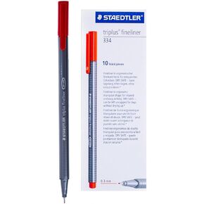 Staedtler Triplus Fineliner Pens, 0.3mm, Red, Pack of 10 (334-2)