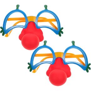 Holibanna 2pcs Circus Clown Glasses with Clown Nose Funny Joker Dress Up Costume Cosplay Photography Prop for New Year Christmas Carnival Party