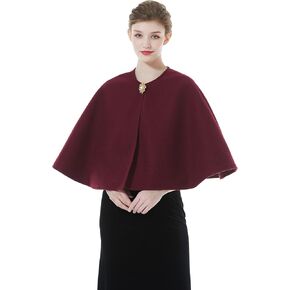 BEAUTELICATE Women Wool Blend Cape Cover Up Jacket Coat Spring Autumn Wedding Bridal Shawl