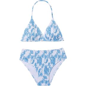 Girl's 2 Piece Swimsuits Tie Dye Smocked Triangle Halter Cute Bikini Set High Waisted Bathing Suit