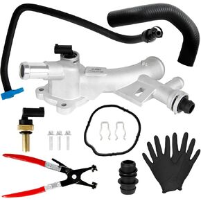 Upgraded Coolant Water Outlet Housing Aluminum Compatible with 2011-2021 Chevy Sonic Trax Volt Buick Encore 1.4L Water Outlet Replaces 25193922,902-846,13251447