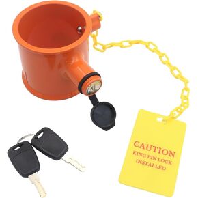 IZTOSS 5th Wheel Lock Heavy Duty Solid Steel King Pin Lock with Anti-Theft Warning Tag Waterproof for RVs Container Trailers and Campers