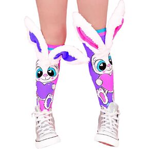 Funny Bunny Socks, Vibrant Knee-High Socks with Cute Bendable Ears