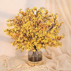 Yastouay Fake Fall Flowers Real Touch Silk Flowers, 5Pcs Fall Orange Faux Artificial Flowers for Decorations, Babys Breath Artificial Flowers Bulk for Thanksgiving Fall Decor Floral Arrangement