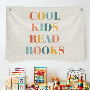 Growth Themed Groovy Classroom Decor Wall Flags, Cool Kids Read Books Canvas Banner Wall Hanging Banner Decor, Wall Flags with 2 Brass Grommets for Teacher School Book Lovers Kids Reading Corner