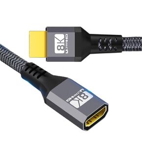 xiwai HDMI 2.1 Extension Cable Male to Female Ultra-HD 8K 60hz 4K 120hz 48Gbs with Audio 3D HDMI Cord Black 0.5M