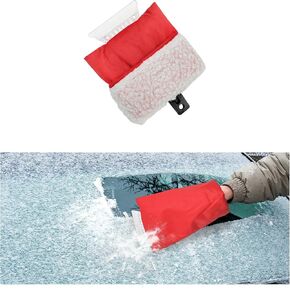 2PCS Ice Scraper with Glove, Waterproof Car Windshield Ice and Snow Remover with Plush Lining Glove, Warm Auto Winter Ice Snow Scraper Mitt for Windshields and Windows (Blue Normal)