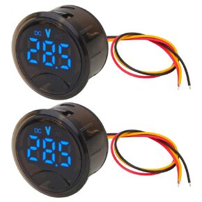DC Volt Meter Battery Voltage Meter DC 0-120V Digital Voltmeter 3 Wire Voltage Gauge 12V 24V Car Voltage Display Blue Touch Switch Low Voltage Alarm for Automotive Motorcycle Golf Cart (2 Pcs)