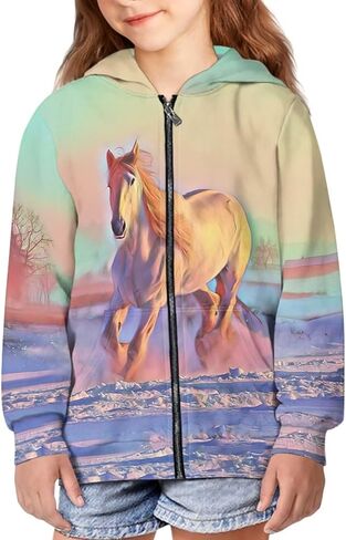 Girls Zip Up Hoodies Size 6-16 Y Fashion Hoodies & Sweatshirts for Teen Girls Boys with Pockets in Saudi Arabia