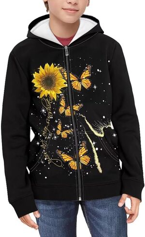 Girls Zip Up Hoodies Size 6-16 Y Fashion Hoodies & Sweatshirts for Teen Girls Boys with Pockets in Saudi Arabia
