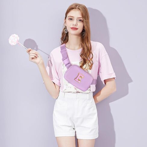 Gitus Gifts for 8 9 10 11 12 Year Old Girls Belt Bag Fanny Pack Crossbody Bags with Initial Letter Patch Cute Stuff Birthday Gifts for Teen Girls Women Personalized Trend Stuff (Lavender-A) in Kuwait