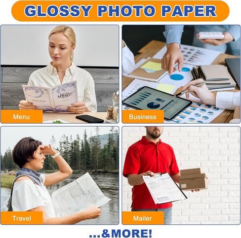 ورق صور مقاس 4 × 6، ورق صور لامع 280 ورقة، ورق صور للطابعة، ورق صور جاف فوري للطابعة النافثة للحبر، 200 جم/م² 53 رطل، أبيض in Kuwait