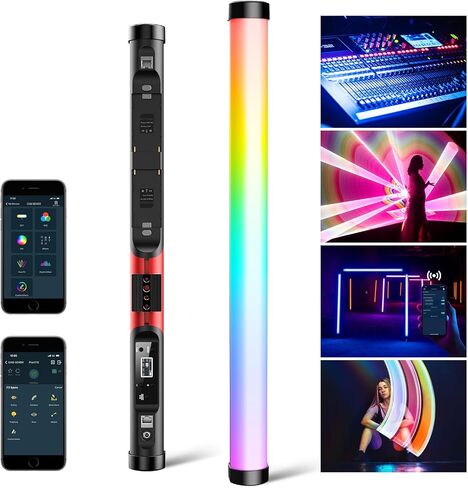 GVM BD25R RGB Tube Light, 25W Handheld Wand Light, 24" Full Color LED Video Light, 2700-10000K, APP/DMX Control for Photography, Studio, 12 Scene Effects, MESH Networking in Kuwait