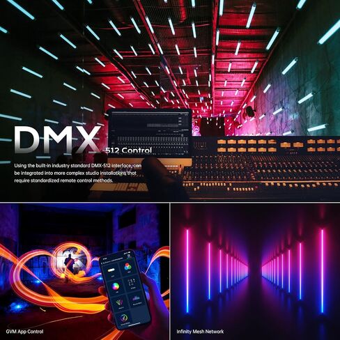 GVM BD25R RGB Tube Light, 25W Handheld Wand Light, 24" Full Color LED Video Light, 2700-10000K, APP/DMX Control for Photography, Studio, 12 Scene Effects, MESH Networking in Kuwait