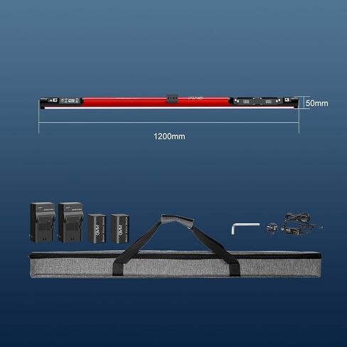 GVM BD25R RGB Tube Light, 25W Handheld Wand Light, 24" Full Color LED Video Light, 2700-10000K, APP/DMX Control for Photography, Studio, 12 Scene Effects, MESH Networking in Kuwait