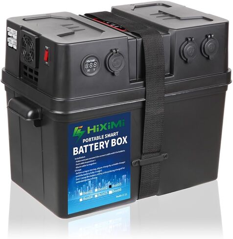 12V Battery Box Outdoor Portable Multifunction Trolling Motor Battery Tray Cases for Marine Boat RV Camping Travel Lead acid AGM Lithium LiFePO4 Battery Plastic Boxes(Battery not Include) in Saudi Arabia