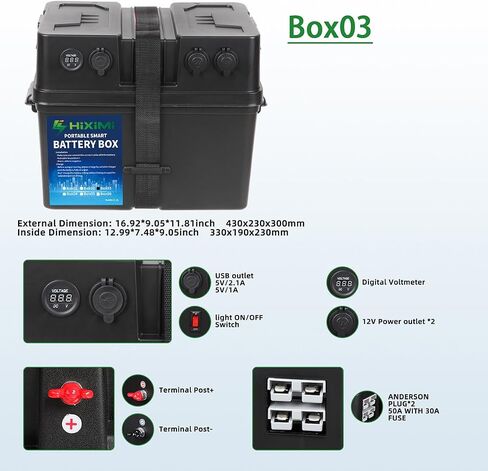 12V Battery Box Outdoor Portable Multifunction Trolling Motor Battery Tray Cases for Marine Boat RV Camping Travel Lead acid AGM Lithium LiFePO4 Battery Plastic Boxes(Battery not Include) in Saudi Arabia