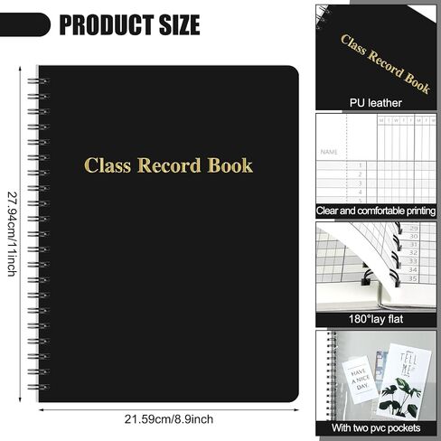 4 Pack Class Record Book for 10 Weeks, 35 Names, 8.5" x 11" Teacher Grade Book Attendance Book for Teachers Elementary Middle School Classroom(Black) in Saudi Arabia