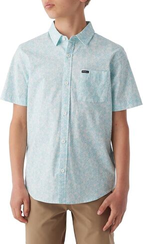 O'NEILL Boy's Short Sleeve Button-Up Shirt - Casual Tropical Print Button-Down Shirt with Collar in Saudi Arabia
