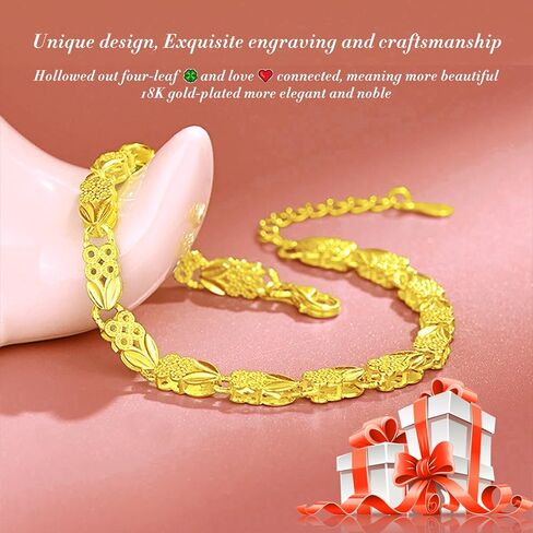 محظوظ أربع أوراق الأساور 18K مطلية بالذهب الذهب أربع أوراق سوار مجموعة للنساء أمي عاشق الذهب مكعب زركونيا أربع أوراق سوار للتخرج أساور هدية عيد ميلاد هدية سوار الصداقة الهدايا in Kuwait