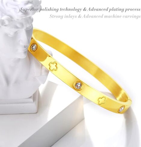 محظوظ أربع أوراق الأساور 18K مطلية بالذهب الذهب أربع أوراق سوار مجموعة للنساء أمي عاشق الذهب مكعب زركونيا أربع أوراق سوار للتخرج أساور هدية عيد ميلاد هدية سوار الصداقة الهدايا in Kuwait