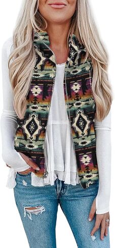 LOMON Womens Fuzzy Sherpa Fleece Jacket Lightweight Vest Cozy Sleeveless Cardigan Zipper Waistcoat Outerwear with Pocket in Saudi Arabia