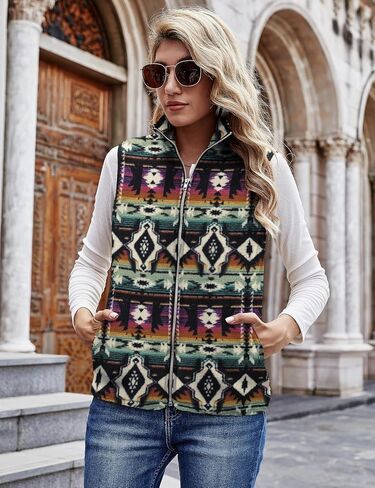 LOMON Womens Fuzzy Sherpa Fleece Jacket Lightweight Vest Cozy Sleeveless Cardigan Zipper Waistcoat Outerwear with Pocket in Saudi Arabia