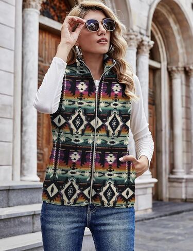 LOMON Womens Fuzzy Sherpa Fleece Jacket Lightweight Vest Cozy Sleeveless Cardigan Zipper Waistcoat Outerwear with Pocket in Saudi Arabia